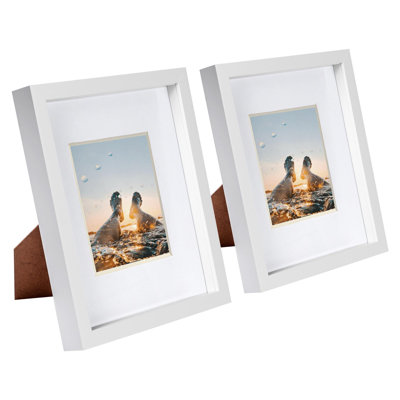 Nicola Spring - 8" x 10" White 3D Box Photo Frames - 4" x 6" Mount - White