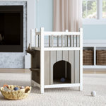 TRIXIE natura Pet Home with Balcony, Elevated Cat Condo, Weatherproof Shelter