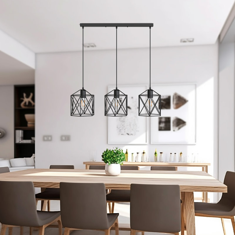 3-Light Matte Black Iron Bottle Chandelier Pendant Light