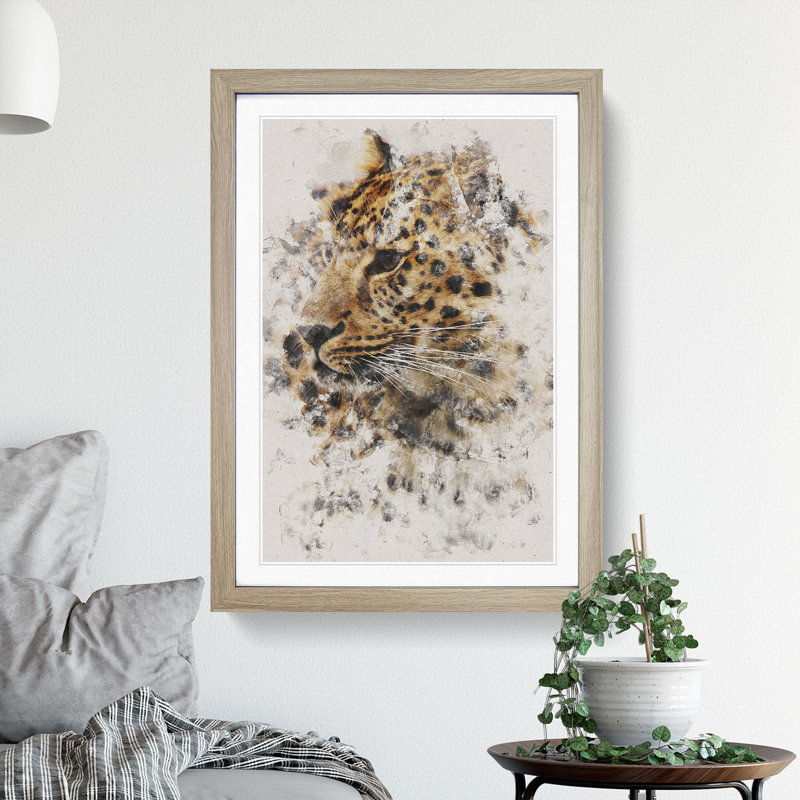 Leopard Vol.1 - Picture Frame Graphic Art, Oak Framed, 48cm H x 36cm W x 2cm D
