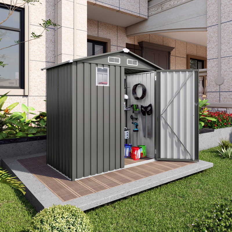 Cette remise en métal sécurisée s'adapte parfaitement aux jardins, aux patios et aux besoins extérieurs polyvalents