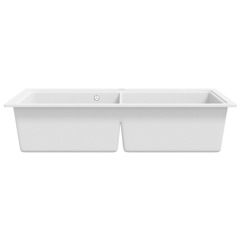 Belfry Kitchen Ariella 510mm W Single Bowl Stone Kitchen Sink, Cream White