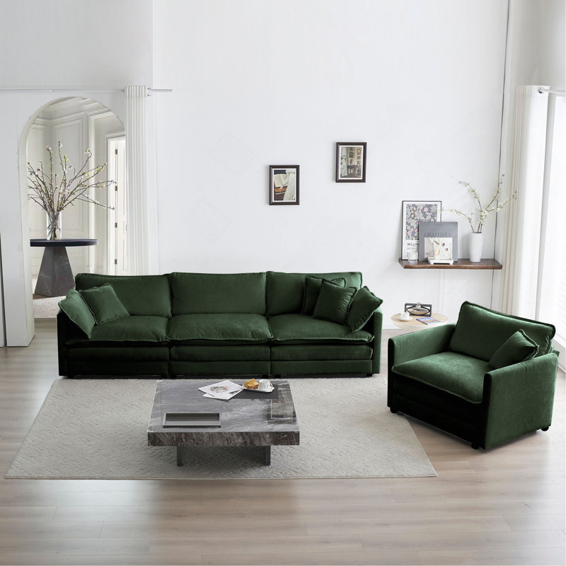 Ensemble de canapé modulaire 2 pièces, ensemble de canapés modulaires de salon, canapé à assise profonde pour salon, 1 + 3 places