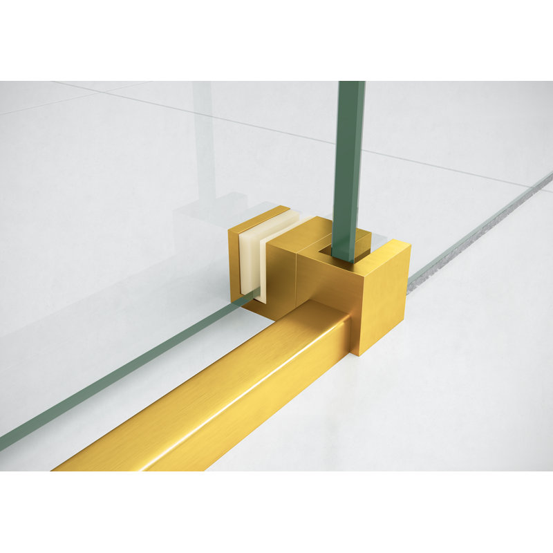 Astro 56 - 60 in. x 78 in. Fully Frameless Glass Sliding Shower Door, Satin Brass