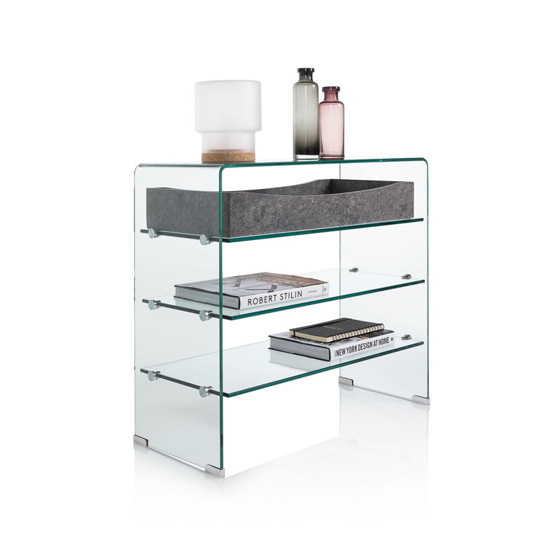 Graford 80cm Glass Console Table, Clear/Grey