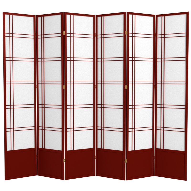Cloison pliante Keitez, 6 panneaux, Bois de rose