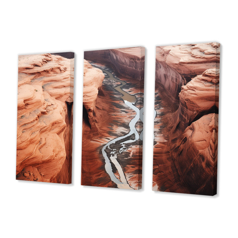 Vue aérienne de la vallée de la montagne - ensemble de reproduction d'art mural Canyon, Toile tendue
