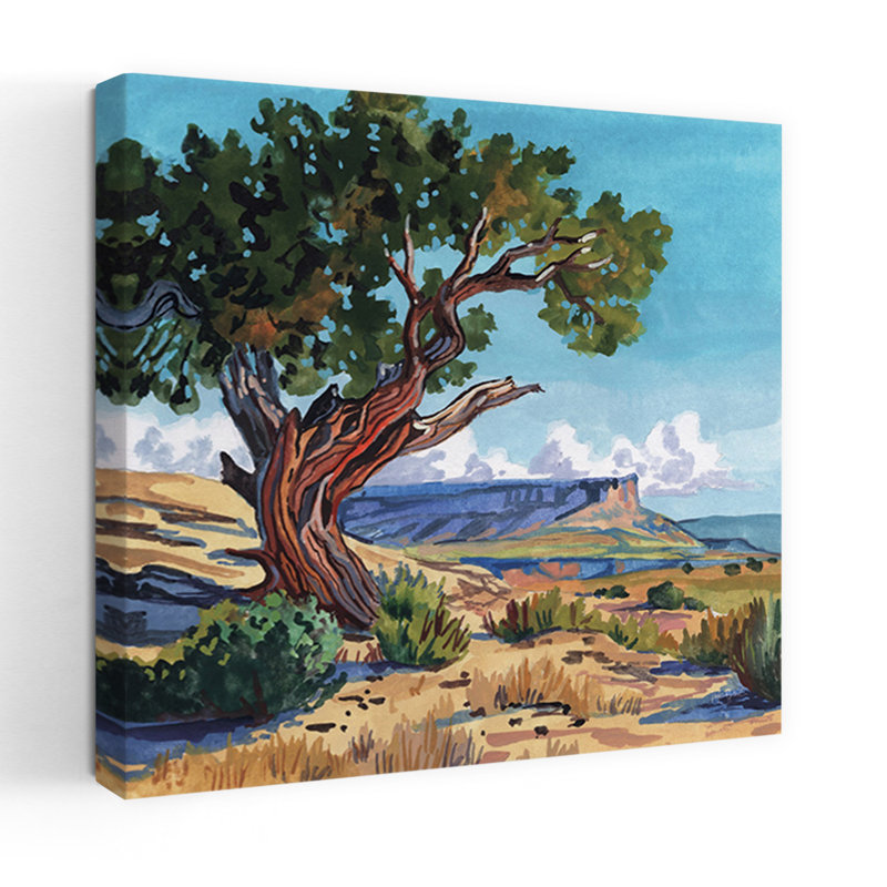 The Wind Shapes The Tree Abstract Contemporary Landscape Tree Wall Art, 24" H x 24" W