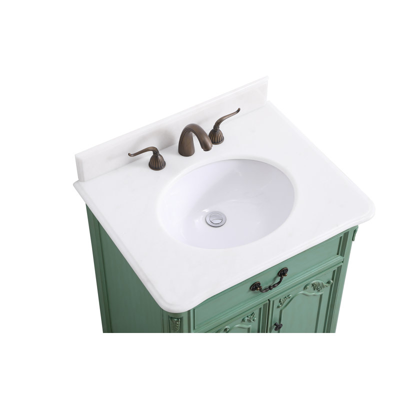 Ensemble de meuble-lavabo simple 27 po Angelique, Menthe rétro, Blanc pur