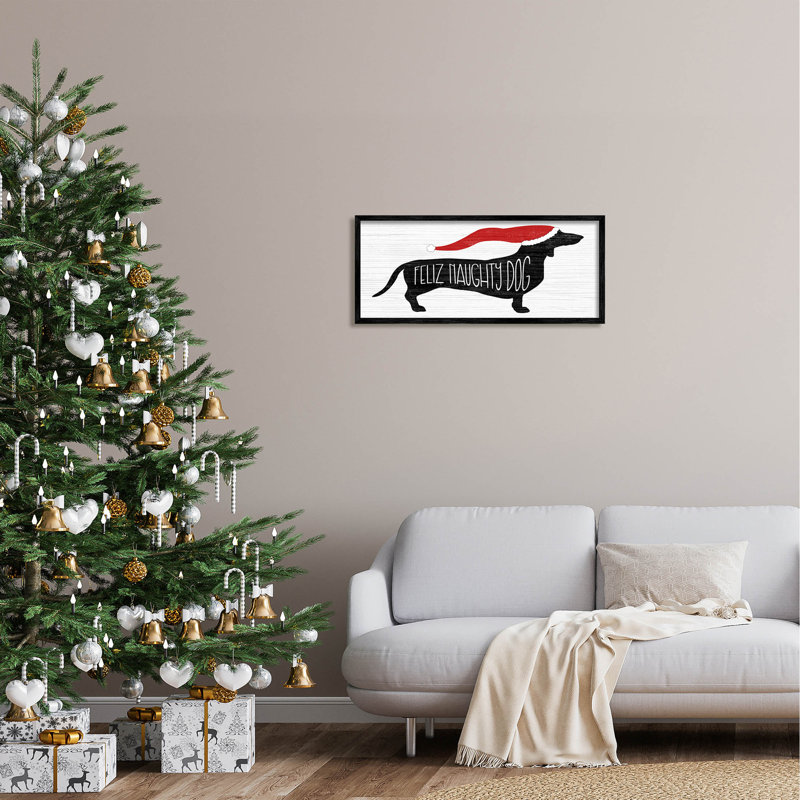 Drôle de chien coquin Feliz à -265, Giclée encadrée noir minuit, H 13 po x l 30 po x P 1,5 po