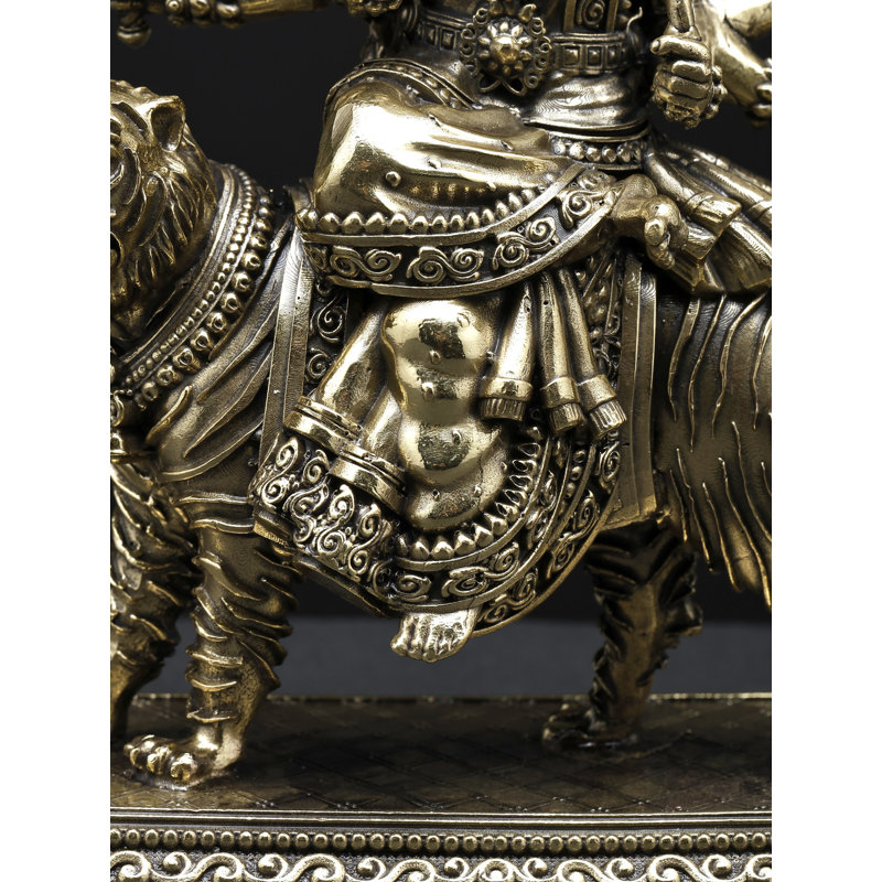 Petite statue en laiton Durga Sherawali Maa