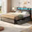 Bed Frame With 4 Drawers, Metal Frame With LED Light And Outlet, Storage Headboard-1584091525-1584027356