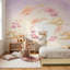 Papier peint pastel ciel, aquarelle, nuages, oiseaux, silhouettes-129174803-129174807