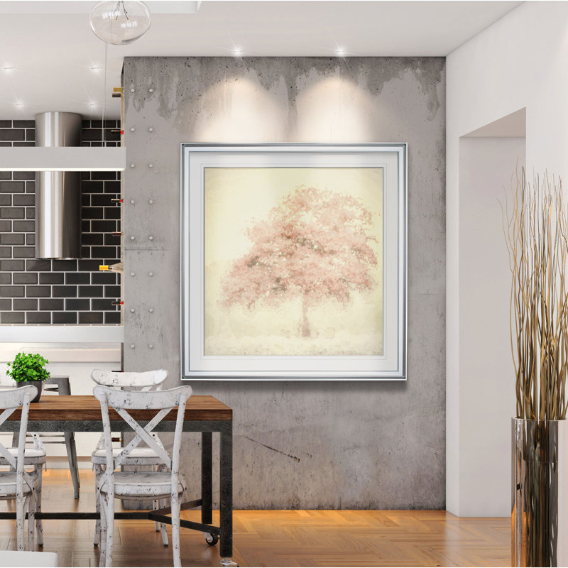 « bubble tree », peinture, H 16 po x l 16 po x P 2 po, Cadre argenté