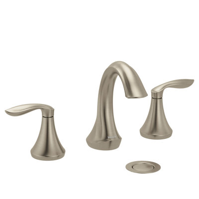 Brushed nickel two-handle high arc bathroom faucet