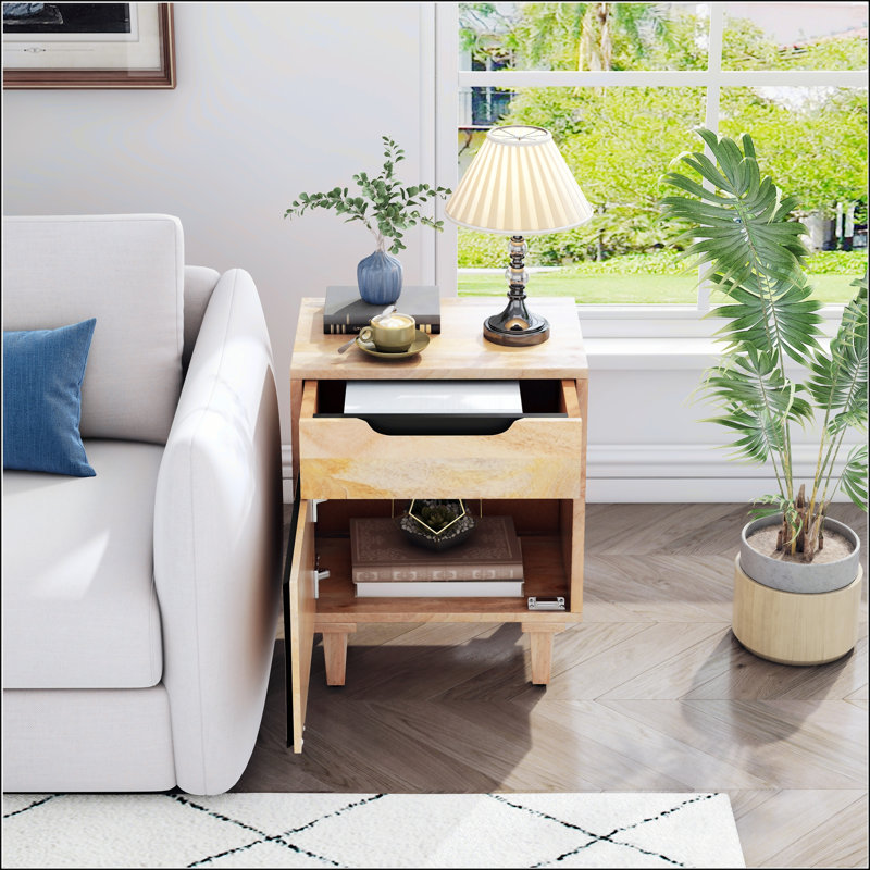 Natural Wood Nightstand