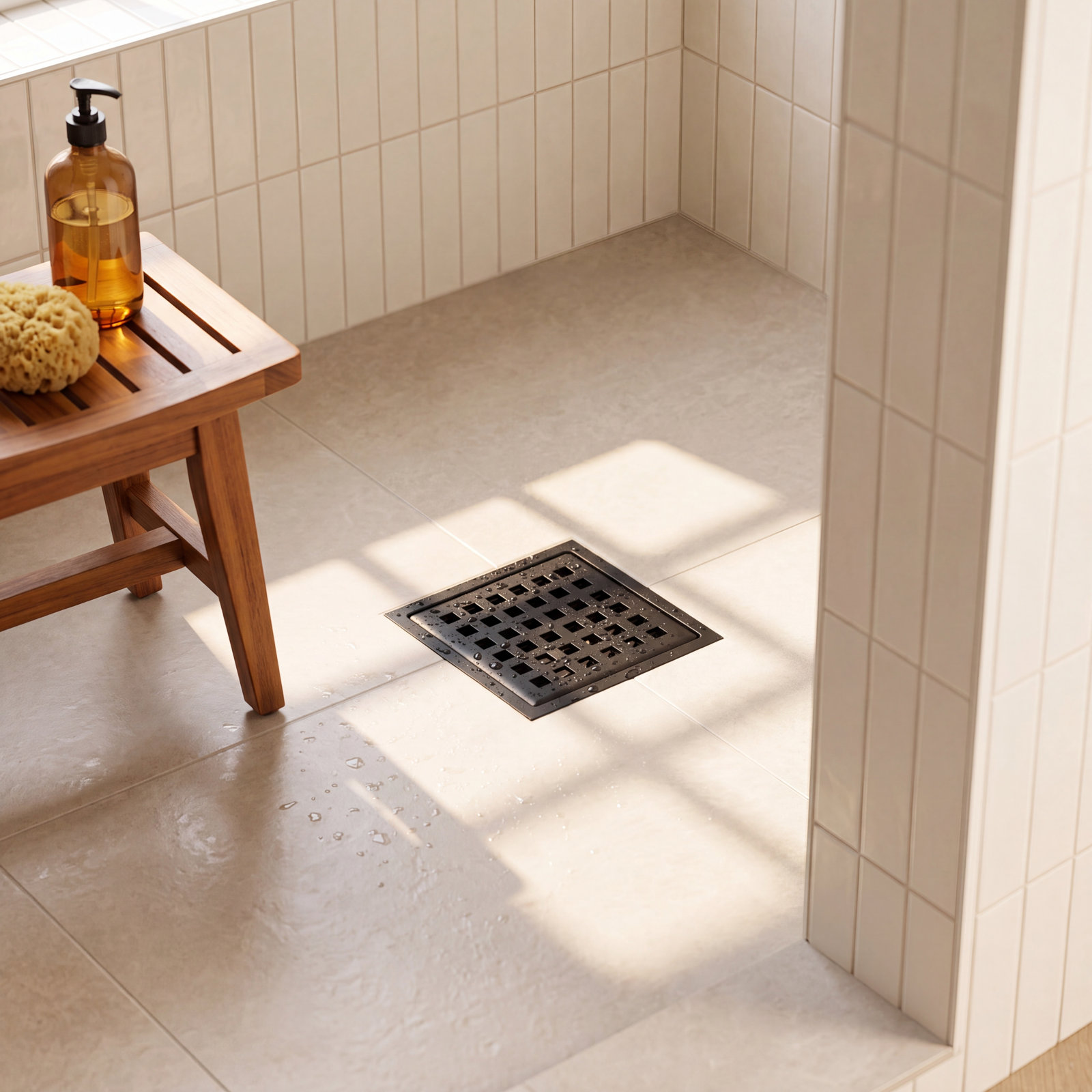 Elan Square Shower Drain, Matte Black