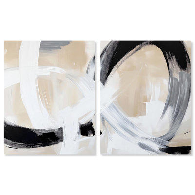 «Neutral Interplay I», ensemble de 2 toiles abstraites minimalistes par Art Remedy