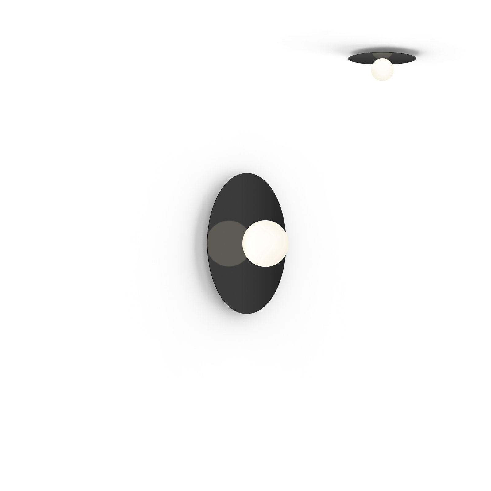 Bola Disc Single Light Flush Mount, Black, 6.2" H x 12" W x 12" D