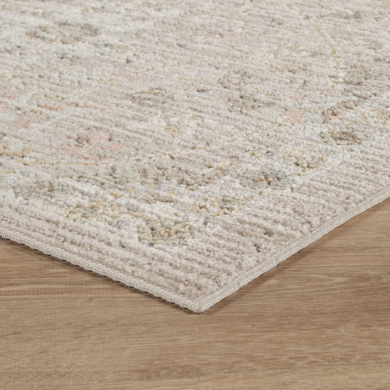 Washable Living Room Traditional Area Rug – Soft Polypropylene Weaving, Low Pile, Non Slip Cotton Backing for Elegant Indoor Spaces, Beige