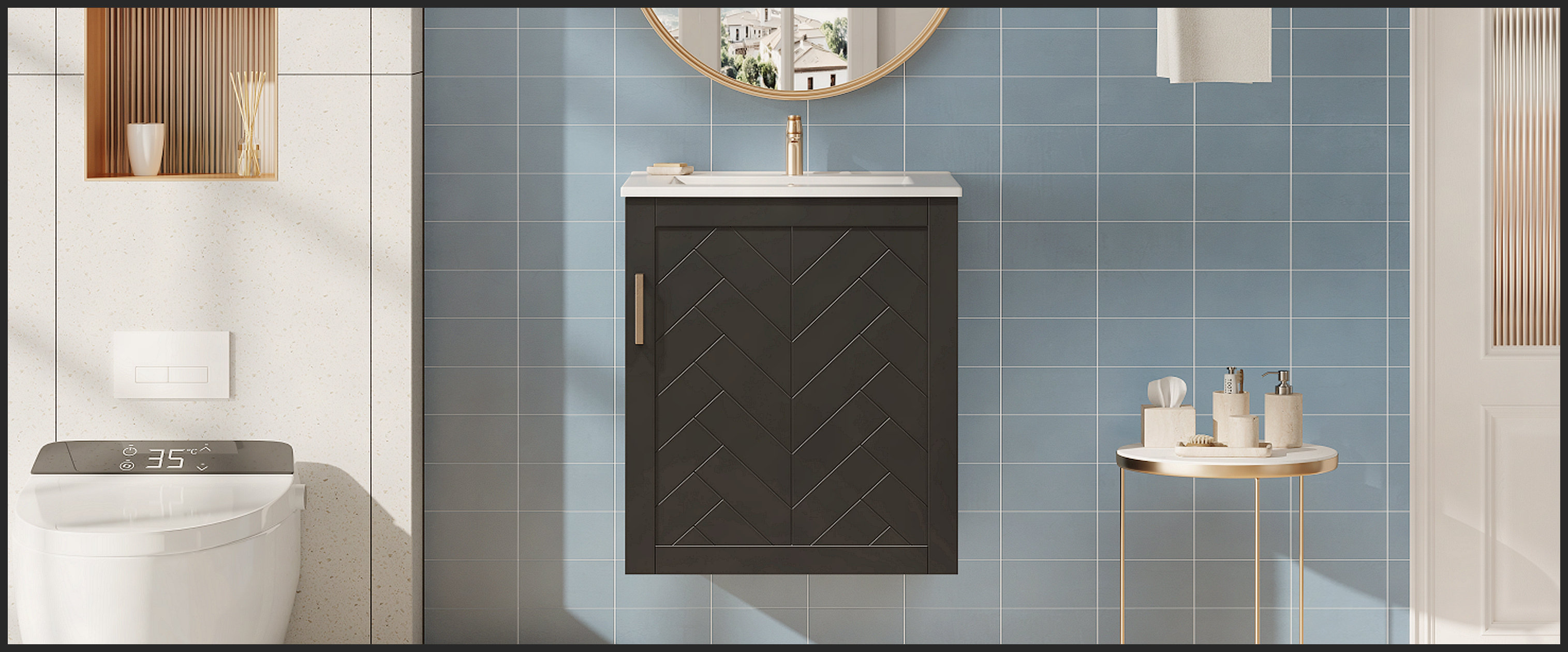 Wrought Studio™ 20 Inch Wall Mounted Bathroom Cabinet with Side Cabinet ...