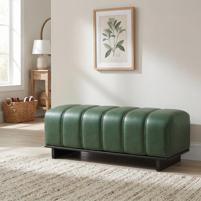 Banc de salle à manger d'intérieur, banc en tissu de polyuréthane vert avec bois d'hévéa et contreplaqué, 250 lb, siège confortable pour la salle à manger / salon