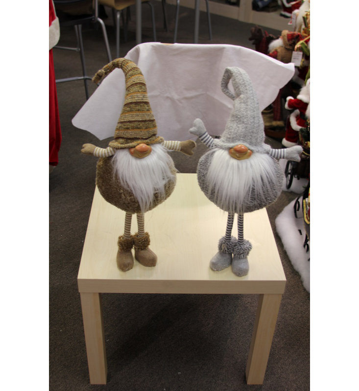 Gnome à poils longs réglable de 42 po, Gris / Blanc
