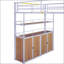 Lit mezzanine double en métal avec escalier de rangement et garde-robe-218500245