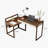 High-quality home office desk, extendable to 70'', retractable L-shaped desk, white waxed wood base