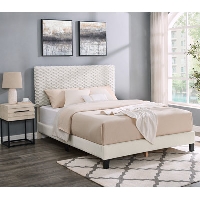 Findlay 2-Piece Bedroom Set, Plush 3D Upholstered Bed With Nightstand, Full