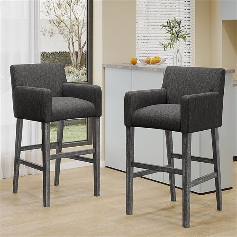 Tabourets de comptoir rembourrés de 30,5 pouces, Gris anthracite, Tabouret de bar (siège d'une hauteur de 30,5 po), 1