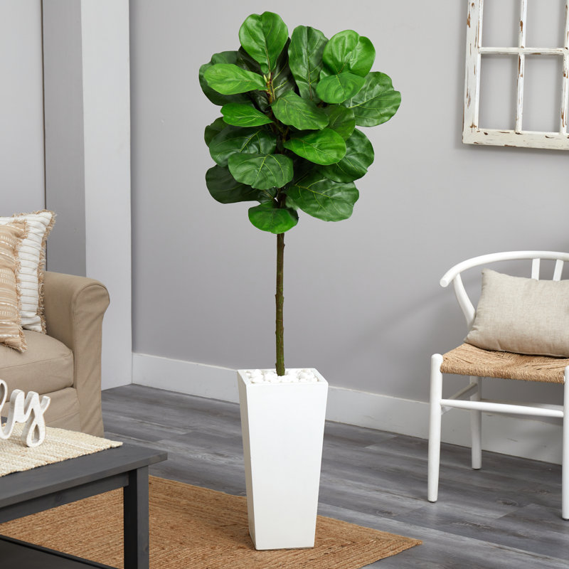 Arbre de figues artificiel en pots 46", Blanc