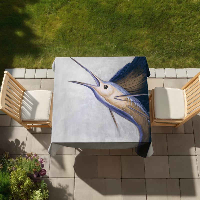 Gold Swordfish Tablecloth - Wildlife Marine Decor for Home