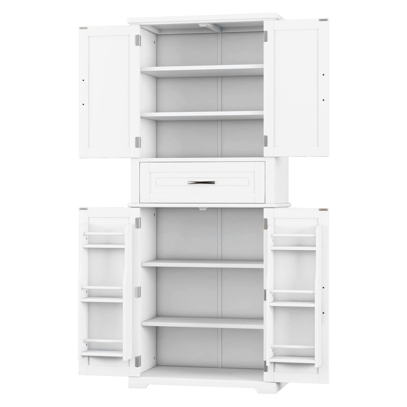 [Vidéo] Armoire de rangement multifonctionnelle blanche avec tiroir coulissant et tablette réglable, Blanc