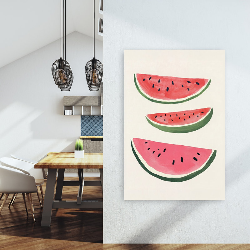 «Fresh Watermelon Slices Playful Vibrant Contemporary Fruit Summer», reproduction d'art, H 60 po x l 40 po