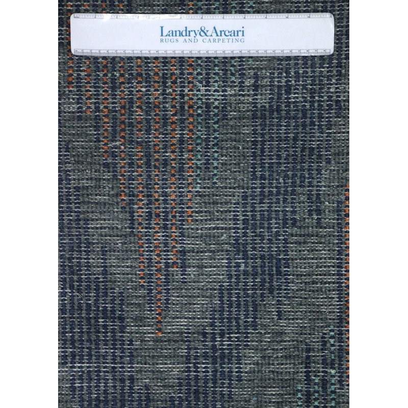 Tapis bleu / gris anthracite / bleu marine à motif de points de flamme 8 pi 11 po x 12 pi 1 po années 30