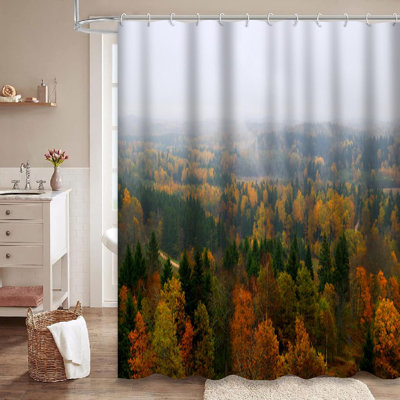 Forest Forest Hills Fall Landscape Sunbeam Autumn Branch Dawn Shower Curtain with 12 Hooks