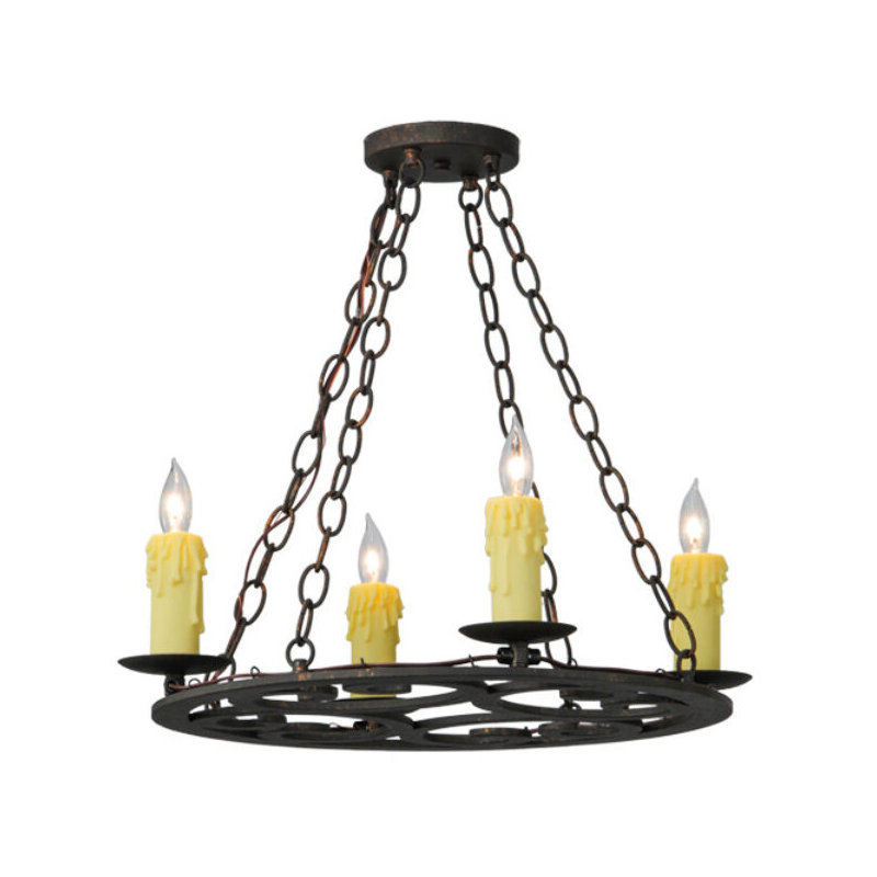 Ashley 4 - Light Chandelier, Taos Parchment, Antique Rust