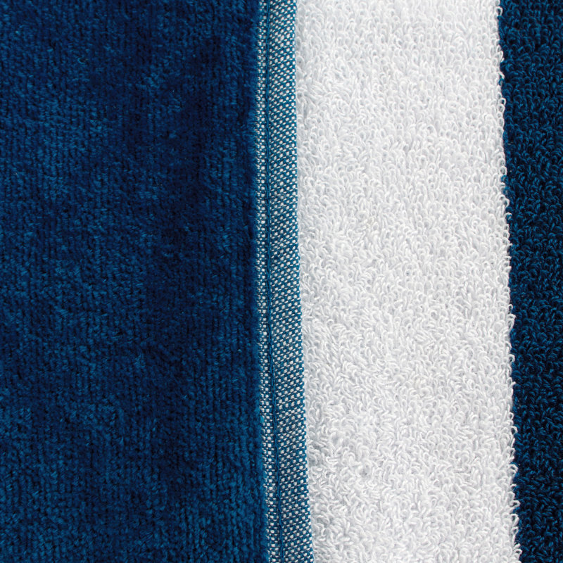 Makenna Stripe Cotton Oversized Reversible 2-Piece Beach Towel Set, White/Blue