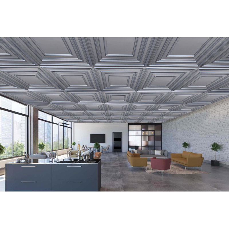 Carreau de plafond en PVC 2 pi x 2 pi Falkirk Perth, Blanc perle
