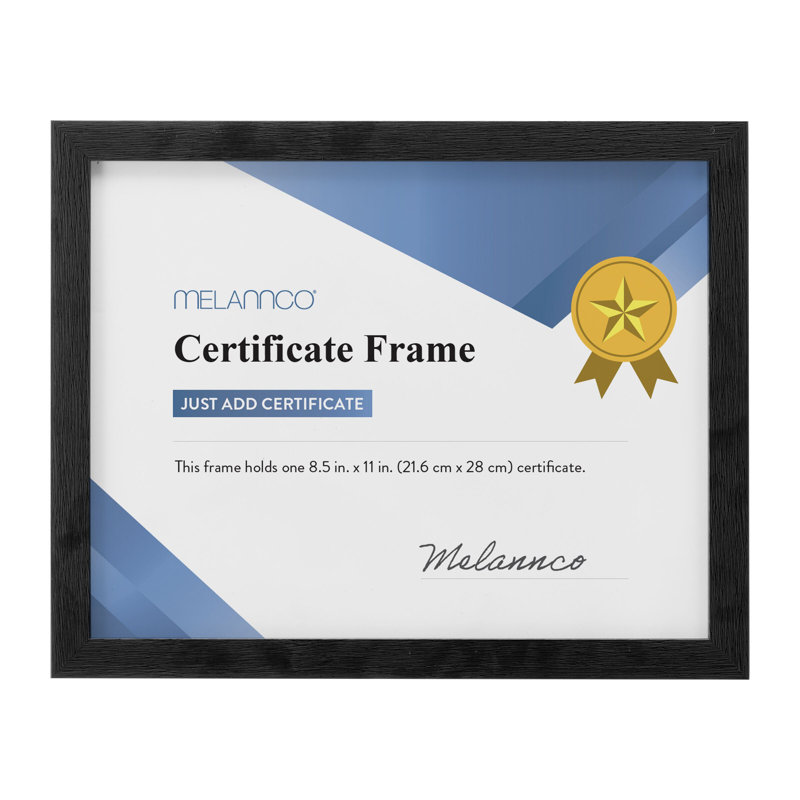 Melannco 12 In.X9.5 In Certificate Frames, Black/Plastic