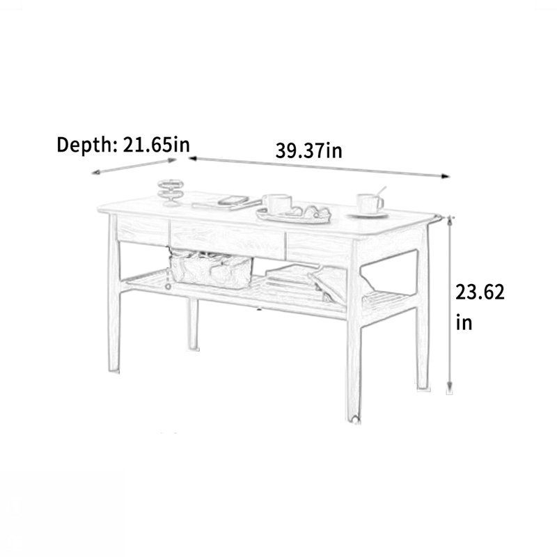 Table basse Modern, H 23,62 po x L 39,37 po x l 21,65 po, Marron clair