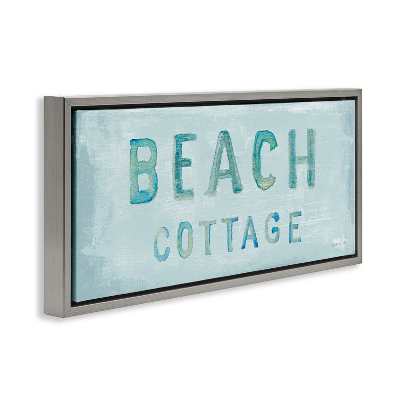Rustic Beach Cottage, aquarelle, Cadre flottant gris lustré, H 14 po x l 31 po
