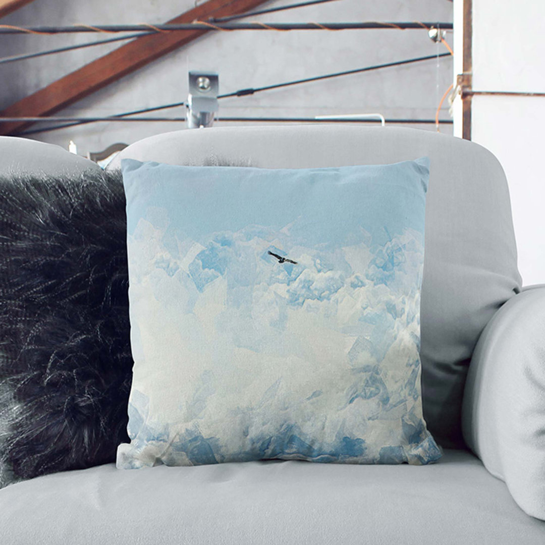 Bird Through the Clouds in Abstract Cushion with Filling