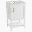 Meuble-lavabo de 20 po avec lavabo, armoire de salle de bain avec porte à fermeture douce, support de rangement et tablette ouverte, blanc-1889680410