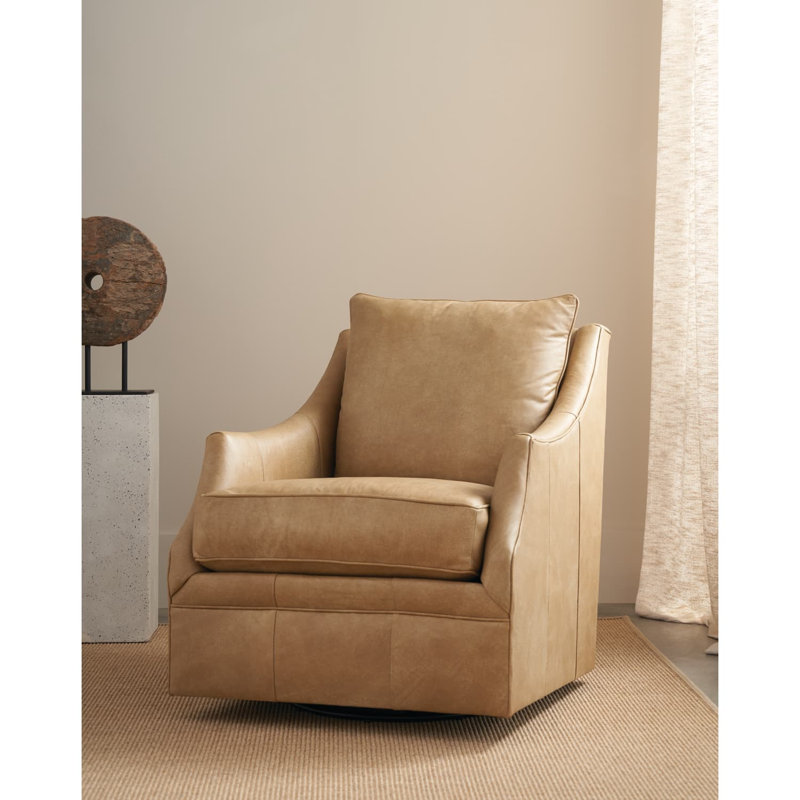 Butterscotch Kara Leather Swivel Glider