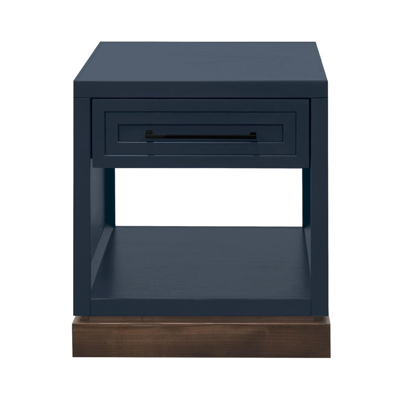 Table de bout Nora 22 po, aucun assemblage requis, denim bleu et finition whisky, Bleu
