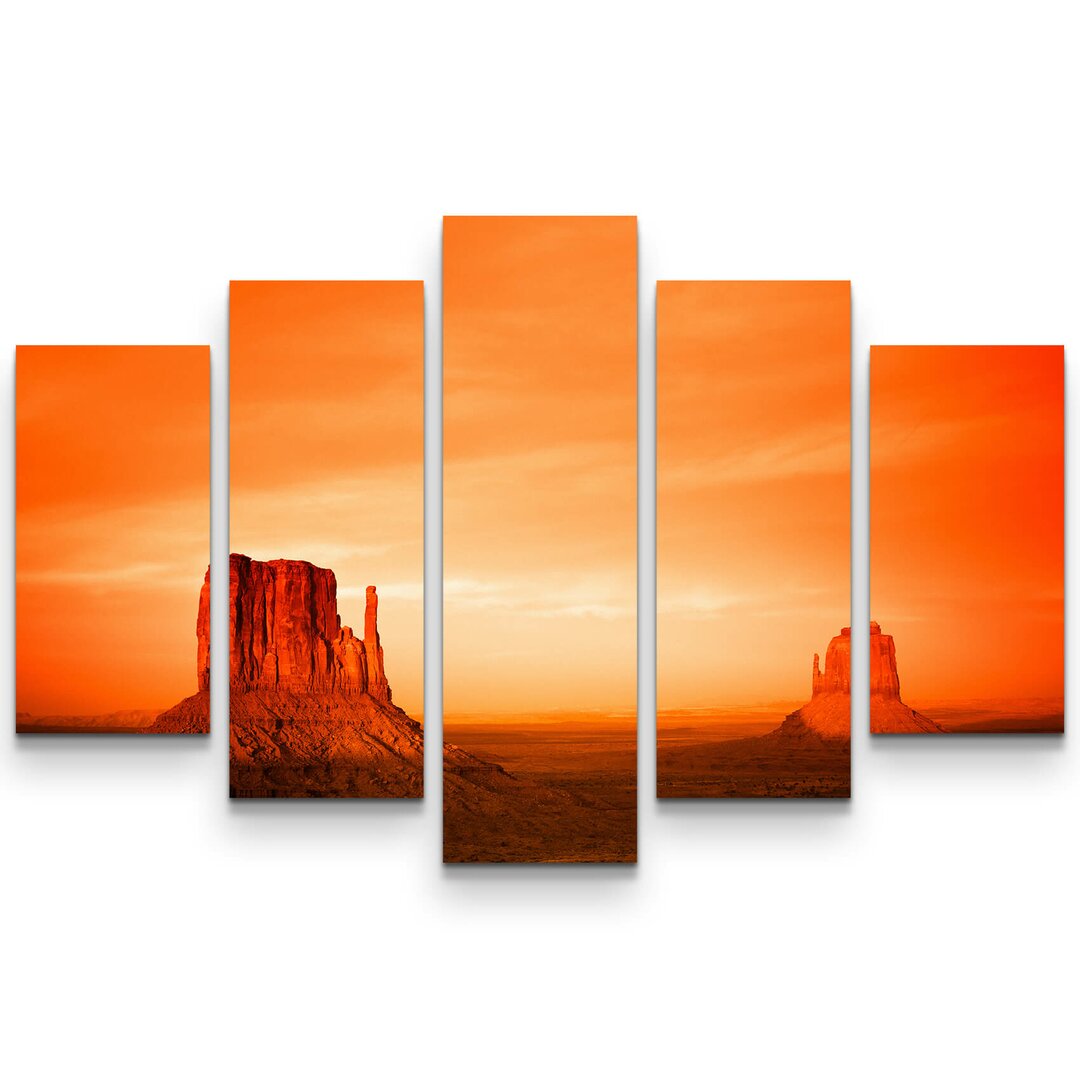 5-tlg. Leinwandbilder-Set Monument Valley bei Sonnenuntergang