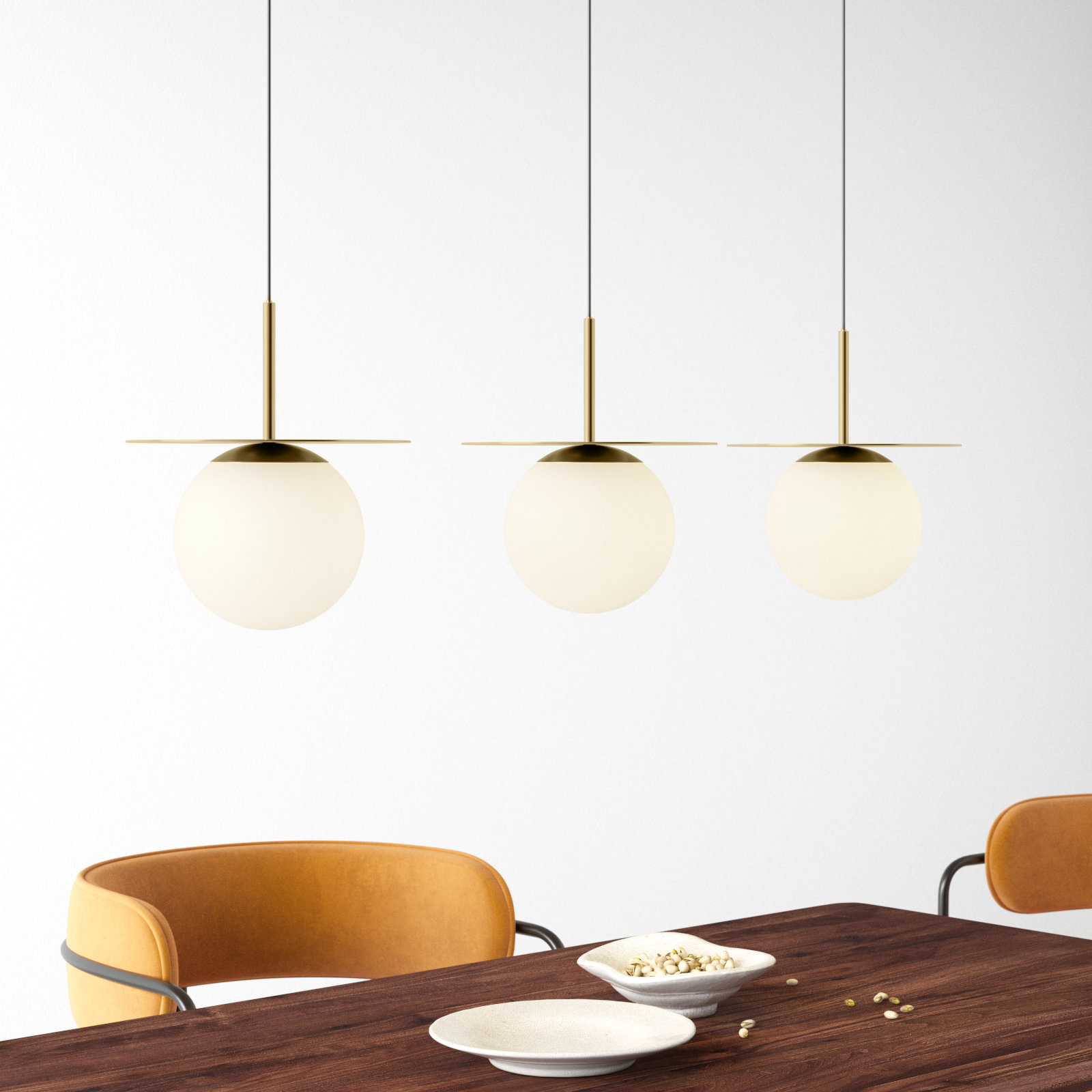 Cathy 3 Light Glass Dimmable Pendant