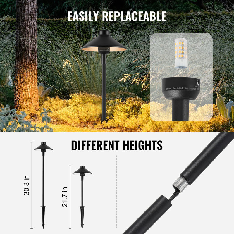VEVOR 8-Pack Black Aluminum LED Pathway Lights with Quick Connectors